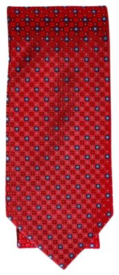 Silk NECK TIE Red, Blue, Dots and Squares